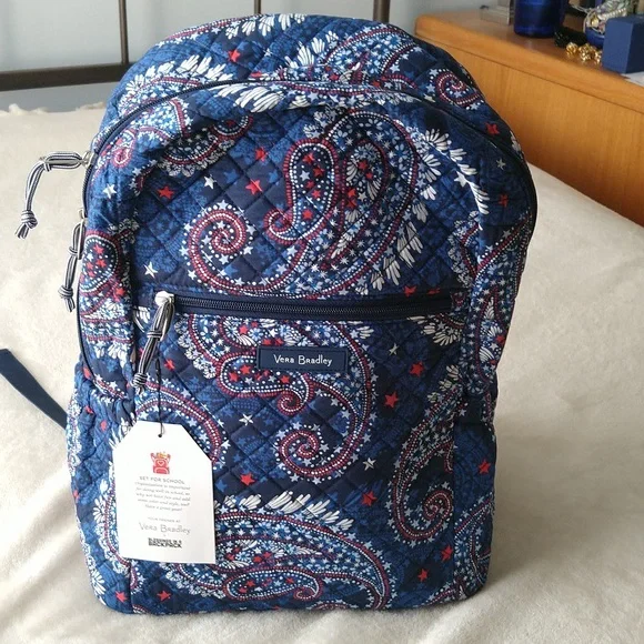 Vera Bradley NWT Red and White Paisley Backpack Vera Bradley Paisley Key Small Banbury Backpack – Shoptiques main image 4